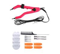 1Set Hair Extensions Machine Connector Fusion Iron Heat Adjustable Temperature Mini Heating Tip Keratin Bonding Tools Quickly Precise Hair Styling Experience(Red Kit)