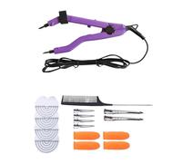 1Set Hair Extensions Machine Connector Fusion Iron Heat Adjustable Temperature Mini Heating Tip Keratin Bonding Tools Efficient Time Saving(Purple Kit)