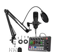 1set Live Streaming Sound Card Boxed Recording Studio With Clear Sound And Multiple Beautification Modes Microphone Voice Stand