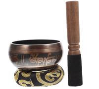 1Set Meditation Singing Bowl Tibetan Buddha Chanting Bowl with Mallet Cushion for Mindfulness Meditation Home Decor Unique Handmade Spiritual Bowl