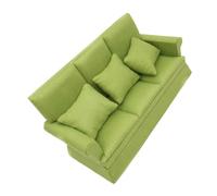 1Set Miniature Dollhouse Sofa with Three Cushions Chic Birch Couch for Living Room Decoration and Playtime Accessory Apple