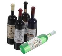 1set Miniature Red Wine Bottles Dollhouse Decor Accessories for Kitchen and Party Scenes Realistic Plastic Wine Bottles in Assorted Colors for Home Decoration and Playtime 5pcs