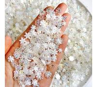 1Set Mixed White Resin Snowflake Nails Accessories Iridescently Snowflakes Easy Application Random Mix Snowflake Nails Art