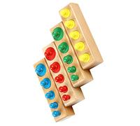 1Set Montessori Educational for Colored Wooden Cylinder Blocks Sensory Development Tool for Hand Eye Coordination Creativity Fun Learning Activity for Boys