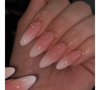 1Set Omber Press On Nails Glues On Nails French Tips Fake Acrylic Artificial Gradients False Womens Full Cover False Nail