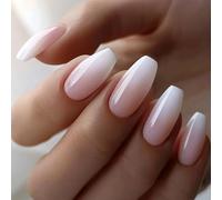 1Set Omber Press On Nails Glues On Nails French Tips Fake Acrylic Artificial Gradients False Womens Square Fake Nail