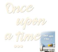 1Set Once Upon A Time Sign with 20 Dispensing Glue Kids Room Stickers Decor Aesthetic Wooden Once Upon A Time Wall Art Stickers Reading Corner Decor for Baby Shower Birthday Gift Room DIY Decor