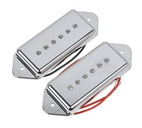 1Set P90 Soapbar Dog Ear Style Guitar Pickup Single Coil Bridge and Neck Pickups for Les Paul SG ETC Electric Guitar Replacement Parts (Silver)