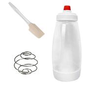 1Set Pancake Batter Dispenser Bottle Batter Mixer with Whisk Ball Stand Base Scraper for Pancakes Crepes Waffle Cake Baking Tool