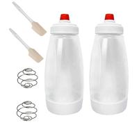 1Set Pancake Batter Dispenser Bottle Batter Mixer with Whisk Ball Stand Base Scraper for Pancakes Crepes Waffle Cake Baking Tool