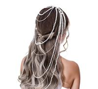 1Set Pearls Chain Tassels Fascinating Head Ornament Delicate Beautiful Headpiece For Special Occasion