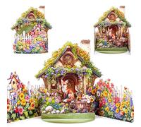 1Set Pop up Birthday Card with Envelope, 3D Fox Birthday Cards for Women, Garden Animal Theme Greeting Card for Mother's Day Wedding Valentine's Day Anniversary Birthday Christmas