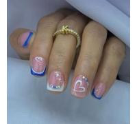 1Set Press Stick Nails Suitable Short Square Tips for Daily Commute Dates and Formal Banquets with Stylish Appeal French False Nails