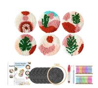 1set Punch Needle Coaster Kit For Beginners Adults Tufted Art Yarn Tools Sewing DIY Embroidery Craft Gi for DIY(Color5)