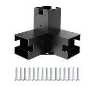 1set Right Angle Corner Bracket with Pergola Post Base for Wood Beams Elevated Stand Wooden Bracket Kit Pavilion Accessories for Trellis, Garden(Black 3T)