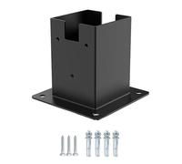 1set Right Angle Corner Bracket with Pergola Post Base for Wood Beams Elevated Stand Wooden Bracket Kit Pavilion Accessories for Trellis, Garden(Black Base)
