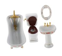 1Set Scale Ceramic Furniture for Bathtub Toilet Basin Creative Play Props for Dollhouse Decor