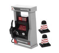 1Set Simulated Gas Station with Road Barriers Interactive Petrol Pump Model for Educational Playset for Learning Math Skills Realistic Design and Voice
