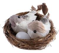1Set Simulation Bird Nest with Bird and Eggs Decor,Fake Foam Feather Birds,Artificial Birds,for DIY Craft Tree Decoration Artificial Plants and Flowers,Home Decor