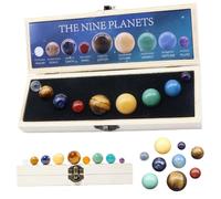 1Set Solar System for Kids with 9 Planet Lifelike Funny Planets for Kids Solar System with Box Storage Natural Ore Planet Toys Educational for Gifts, Xmas Decors