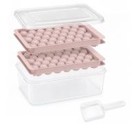 1Set Spherical Ice Cube Mould Set, Complete with an Ice Tray and an Ice Scoop; Ideal for Cocktails, Drinks and Cooking; Suitable for Bars, Beverage Outlets, Kitchens and Parties (Pink)
