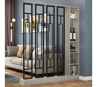 1set Stylish Wooden Room Divider Screen - for Home Office & Living Space Organization(Khaki+black,55.1x9.4x78.7in)