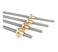 1set T12 Lead Screw 3D Printer - 304 Stainless Steel Trapezoidal Screw with Copper Nut, 2mm Pitch, 100MM-1000MM Length(150mm)