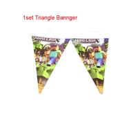(1set-Triangle Bannger) Minecraft Theme Party Decorations Supplies Happy Birthday Banner For Birthday Boy