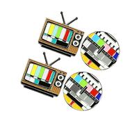 1set Tv Shaped Breastpins for Women Unique Costume Prop Brooches Creative Decorative Pins for Party Banquet Channel Design Great 4pcs