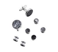 1Set Wedding Cufflinks Tuxedo For Men Accessories(Silver,B)