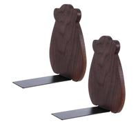 1set Wooden Bear Bookends L Shaped Desk Stopper with Grain 2pcs