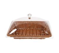 1set Woven Bread Basket with Transparent Lid Food Storage for Fruit Pastry and Snacks Lightweight Design for Home Bakery Office and Party Use