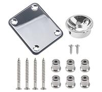 1Set Yootones 6.35mm Electrosocket Jack Plate & Guitar String Ferrules & Bass Guitar Metal Neck Plate Compatible with Tele Telecaster Bass Guitar (Silver)