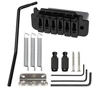 1Set Yootones Guitar Tremolo Bridge 6 String Individual Saddle Compatible with Squier Fender Strat Style Electric Guitar Parts (Black)