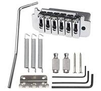 1Set Yootones Guitar Tremolo Bridge 6 String Individual Saddle Compatible with Squier Fender Strat Style Electric Guitar Parts (Silver)