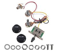 1Set Yootones Guitar Wiring Harness Set,Prewired 500K Pots 3 Way Switch Wiring Harness Kit with 6.35 Output/Black Knobs Compatible with Electric Guitar
