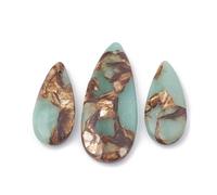 1Set3Pcs Assembled Synthetic Bronzite and Aqua Terra Jasper Pendants, Teardrop Charm Pendant Natural Stone Pendants for Women Necklace Bracelet Jewelry Craft Making, 36~50x15~21x6~7mm, 36~50x15~21x6~