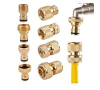 1Sets/2Pcs Garden Hose Quick Connect Water Hose Fitting, 1/2'' 5/8" 3/4'' 1'' Thread Tap Coupling Garden Watering Gun Adapter(B)