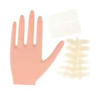1Sets Fake Nail Practice Hand for Beginners Bendable Mannequin Model with Nail Tips for Seamless Nail Art Training and Techniques Improvement Salon Home Use