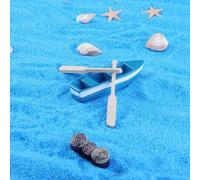 1Sets Mini Rowboat Mini Tiny Wooden Boat with Oars for Fairy Garden Kits for DIY Fairy Garden Dollhouse Decoration, Miniature Dollhouse Boat with Oars Canoe Model Figurines