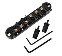 1Sets Yootones Guitar Bridges, Electric Guitar Bridge Roller Compatible with Les Paul SG Electric Guitar Saddle Replacement Parts & Accessories (Black)