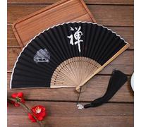 1SourceTek Fan Handheld Folding Bamboo, Hand Fan Women, Hand Fan Folding for Gift, Party Favors, Home Decor - Chinese Retro Style (Zen)