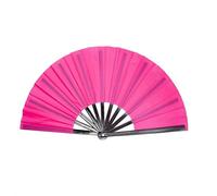 1SourceTek Large Folding Fan Nylon Cloth Handheld Folding Fan Chinese Kung Fu Tai Chi Fan Decoration Fold Hand Fan for Party Favors (Rose Red)