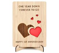 1st Anniversary Card for Boyfriend Girlfriend, 1st Wedding Anniversary Card for Wife, Husband, 1 Year Anniversary Card, Handmade Wooden One Year Anniversary Card Gifts for Couple, Her, Him