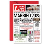 1st Anniversary Card for Women Men - Newspaper Married in 2025 - Happy 1 Year Wedding Anniversary Card for Partner Husband Companion Wife, 5x7 Inch Anniversaries Greeting Cards
