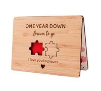 1st Anniversary Card,Valentines Day Gifts Handmade Greeting Card I love You Bamboo Wood,1 Year Elegant Wedding Gifts for Couples,Wooden Cards Hollow Carved Design for Wife Husband Girlfriend Boyfriend