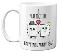 1st Anniversary Mug Gift for Men Women - 1 Year Together - Happy Paper Anniversary Wedding for Husband Wife Son Daughter Brother Sister, 11oz Ceramic Coffee Mugs Gifts