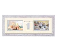 1st Anniversary Photo Frame Paper Wedding First Gift Takes Two 6”x4” Landscape Photos 1231A (Shabby Chic Finish Frame Cream Mount Grey Inside)