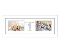 1st Anniversary Photo Frame Paper Wedding First Gift Takes Two 6”x4” Landscape Photos 1231A (White Finish Frame White Mount Grey Inside)