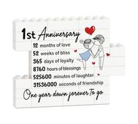 1st Anniversary Wedding Gifts for Him Her Couple - Romantic Building Blocks Puzzle Plaque, 1st Anniversary Paper Wedding Gifts for Boyfriend Girlfriend Husband Wife, 1 Year Love Gift for Her Him